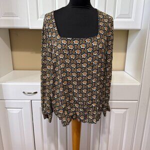 LOFT Top Women’s Large Floral Long Sleeves Blouse Spring Cottage Garden Fall